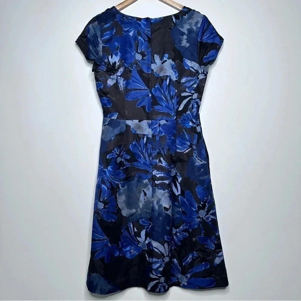 Banana Republic Mad Men Collection Blue Begonia Dress Size 4 - Picture 8 of 16